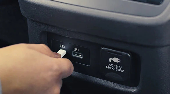 Available USB ports and outlets to go around 